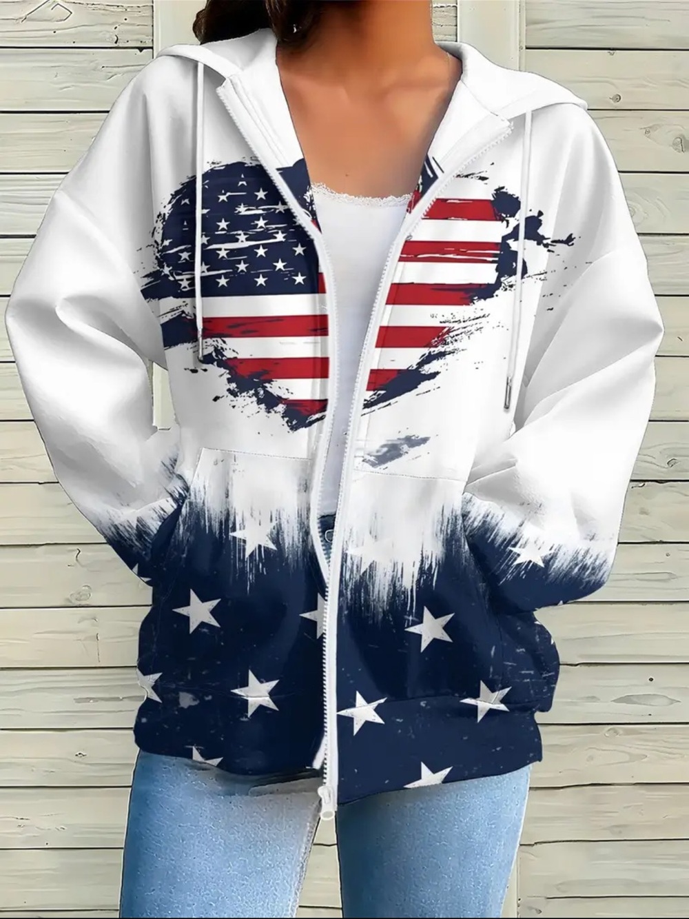 ONLY 1 LEFT 🇺🇸 American Flag Printed  Zipper Hoodie
